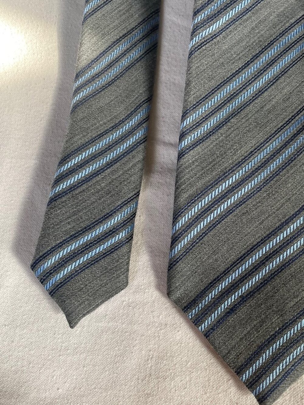 Banana Republic Classic Gray Stripe Tie with Light Blue Accents